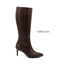 Gönderi(R) Gönderi R Kadın Kahverengi Platinum Fermuarlı İnce Topuklu Hakiki Deri Çizme Dkzc84335877 Kahverengi
