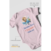 Morivokids Bırakın Beni Teyzeme Gideceğim Kısa Kollu Bebek Body %100 Pamuk Bebe Pembe
