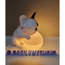Uyuyan Fransız Buldog Masa Lambası 3d Baskı Köpek Dekoru