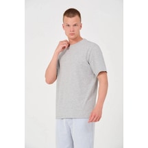 Erkek Düz T-shirt Kısa Kol Bisiklet Yaka Regular Fit Rahat Kalıp Günlük Tişört - Gri