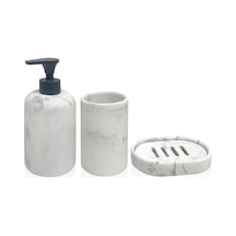 The Mia Marble Banyo Seti Siyah Beyaz 3 Parça
