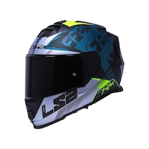 Şeffaf + Siyah Vizörlü + Ls2 Storm 2 Sprinter Full Face Motosiklet Kaskı Cobalt - Gri - Siyah