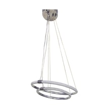 Yuvarlak Led Avize 2li Sarkıt Model Avize Krom Gri
