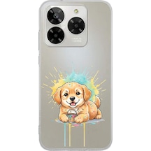 General Mobile Era 50 İle Uyumlu Splash Köpek Tasarımlı Şeffaf Silikon Kılıf 051g