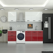 185 Cm Mutfak Dolabı Kırmızı Mdf Kapak Tezgah Dahil Yrkn185 101 Kırmızı