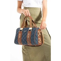 Just Polo Kadın Günlük Kullanıma Uygun Ayarlanabilir Askılı Büyük Boy Lüks El & Omuz Çantası Shoulder Bag Lacivert