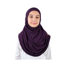 Pratik Hazır Geçmeli Boneli Çocuk Şal Mürdüm Mürdüm