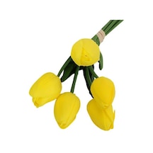 Sarı 5 Adet/takım Çiçek Dekor Simüle Bakımı Kolay Suni Deri Uzun Kök Yumuşak Yapay Lale