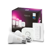 Philips Hue Akıllı Aydınlatma Led Ampul Başlangıç Kiti, 2'li E27 Ampul , Köprü Ve Dimmer Set, Beyaz Ve Renkli 10c
