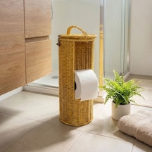 By Nevser Askılı Plastik Rattan Tuvalet Kâğıdı Standı Hasır Görünümlü, Kapaklı, Yedekli Wc Kâğıtlık, Banyo Ve Tuvalet İçin Dekoratif Organizer Diğer