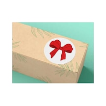 Fiyonk Baskılı Etiket Kırmızı Fiyonk Yuvarlak Mat Çıkartma Round Sticker 3 Cm 95 Adet Çok Renkli