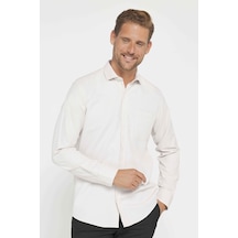 Tudors Erkek Regular Fit Klasik Kesim Pamuklu Kolay Ütü Armürlü Taş Rengi Gömlek-31498 Taş