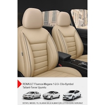 Jet Bej Deri Oto Koltuk Kılıfı Renault Fluence-megan 1-2-3-clio-symbol-taliant-toros Uyumlu Bej