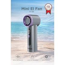 Şarjlı El Vantilatörü Dijital Göstergeli Taşınabilir Mini Fan F44 Gri