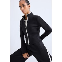 Defacto Standart Fit Dik Yaka Fermuarlı Skuba Dalgıç Kumaş Basic Sporcu Hırka H8523ax26aubk81 Siyah-bk81
