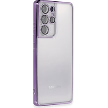 Samsung Uyumlu Galaxy S21 Ultra Kılıf Kamera Korumalı Lensli Silikon Mor