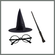 Bezos Harry Potter Siyah Şapkası Harry Potter Gözlüğü Harry Potter Asası 3 Lü Set Mmbz Diğer