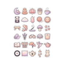 30 Adet Pastel Meditasyon Sticker Seti - Laptop Defter Su Matarası İçin Çok Renkli