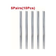 Sunshine011 Silvery 10 Adet Paslanmaz Çelik Yeniden Kullanılabilir Yemek Çubukları Seti Gümüşi