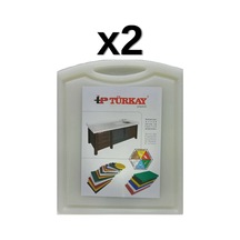 2'li Türkay 32.5x26.5x1 Cm Saplı-oluklu Polietilen Kesme Tahtası Kesim Levhası Naturel/beyaz 1237