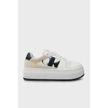 Calvin Klein Logolu Deri Kadın Sneaker Ayakkabı Yw0yw014820ld White-black Beyaz - Siyah