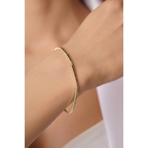 14 Ayar Altın Kalem Desenli Ajda Bileklik - Blk8100 Beyaz Altın