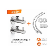 Viosa Çubuk Kollu Klozet Flex Bağlantı Takımı 2 Adet 50 Cm Flex Hortum 2 Adet Klozet Taharet Musluğu Ayna Dahil Krom