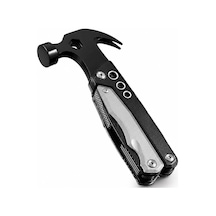 Fukuoka Çok Amaçlı Katlanabilir Çekiç Ve Pense Outdoor Kamp Multitool Siyah Gümüş