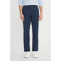 AC&Co / Altınyıldız Classics Erkek Lacı Pamuklu Comfot Fit Rahat Kesim Yan Cepli Armürlü Casual Esnek Pantolon Lacı Lacivert