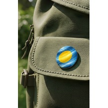 Palau Palau Abstract Ülke Bayraklı Buton Rozet - 44 MM 5 Adet Çok Renkli