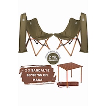 Bag The Joy Ahşap Masa Sandalye Seti Kahverengi-haki- 60 60 55c