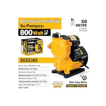 Sgs5385 - Otomatik Periferik Su Pompası 800 Watt 1.2 Hp - 50 Metre - Bakır Sargı