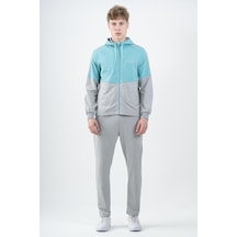 Maraton Sportswear Comfort Erkek Kapşonlu Dar Paça Reglan Kol Basic Turkuaz Eşofman Takımı 22309-turkuaz Turkuaz
