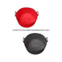 2 Parça Pratik Silikon Airfryer Pişirme Kağıdı Siyah/kırmızı Yonca Fırın Mikrodalga Kalıbı Hh Siliko Diğer