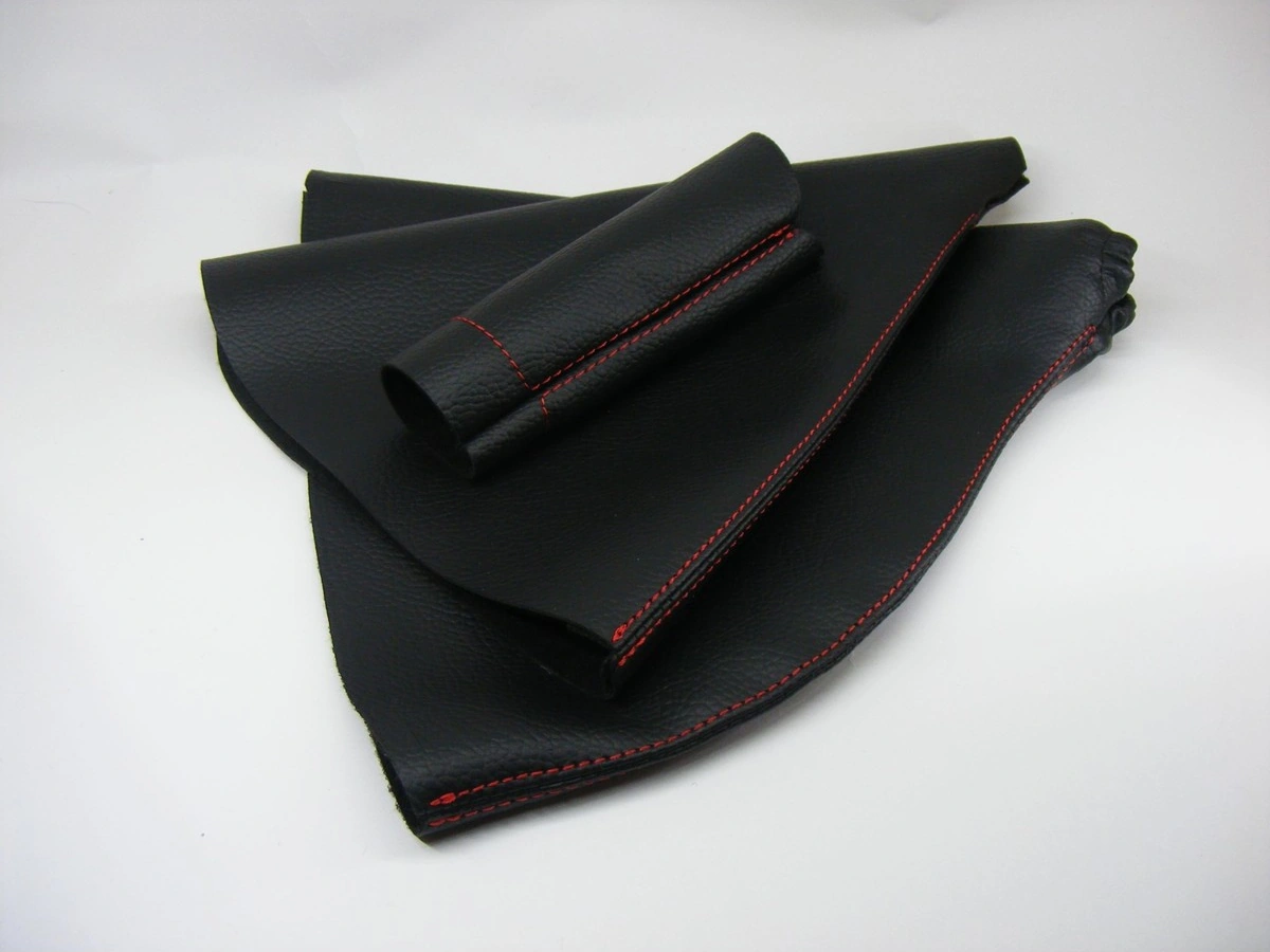 Renault Fluence / Megane 3 El Freni Körüğü, Vites Körüğü, El Freni Kolu Derisi Siyah Deri-kırmızı Dikişli Siyah