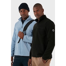 Buratti Slim Fit Yarım Fermuarlı Yumuşak Dokulu Şardonlu 2'Li Paket Erkek Polar 59060011S2 Siyah-Koyu Mavi