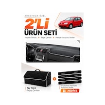 Volkswagen Golf 5 2003-2009 Uyumlu Torpido Örtüsü + Tay Tüyü Bagaj Çantası + Sticker - Siyah Gri