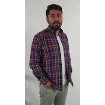 Tousus Regular Fit Ekose Likralı Erkek Gömlek Kls-4008-tss Lacivert