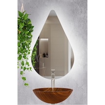 Led Işıklı Damla Şekli Banyo Ve Konsol Aynası Beyaz