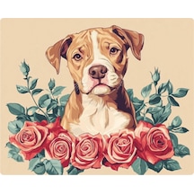 Çiçekli Köpek Baskılı Mousepad 17,5x21,5 Cm