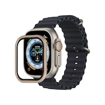 Newface Apple Watch Ultra 49mm Alüminyum Kasa Cam Ekran Koruyucu - Gold
