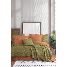 İyi Geceler İstanbul Aztec Haki Çift Kişilik %100 Pamuk Yatak Örtüsü Seti Haki