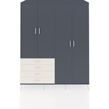 Kronos Gardrop 6 Raflı 4 Çekmeceli Tek Askılı 176x59x221 Antrasit-antrasit/aytaşı Antrasit/aytaşı