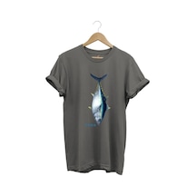 Fishing Balıkçılık Tuna Balığı Tasarım Baskılı %100 Pamuk Regular Fit Unisex T-shirt Gri