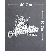 Adventure Begins Sticker - Araba Oto Motosiklet Karavan Araç Cam Sticker - 00344 40x30 Cm