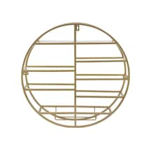 Gold Metal Daire Şaraplık Duvara Monte Daire Metal Şarap Rafı Kadehlik
