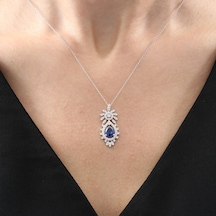 Effective Diamond Bereket Damlası Sentetik Safir Gümüş Kolye