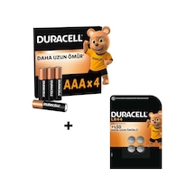 Duracell Basıc Aaa İnce Alkalin Kalem Pil 4'lü Paket & Duracell Lr44 Alkalin Özel Pil 4'lü Paket
