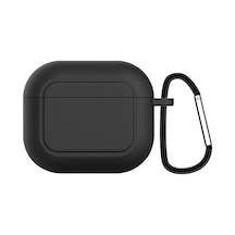 Ally Apple Uyumlu AirPods 3 için Kancalı Ultra İnce Silikon Kulaklık Kılıfı Siyah