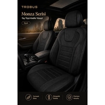 Skoda Kamiq 2019+ Uyumlu Monza Serisi Sport Tay Tüyü Kadife Siyah Koltuk Kılıfı